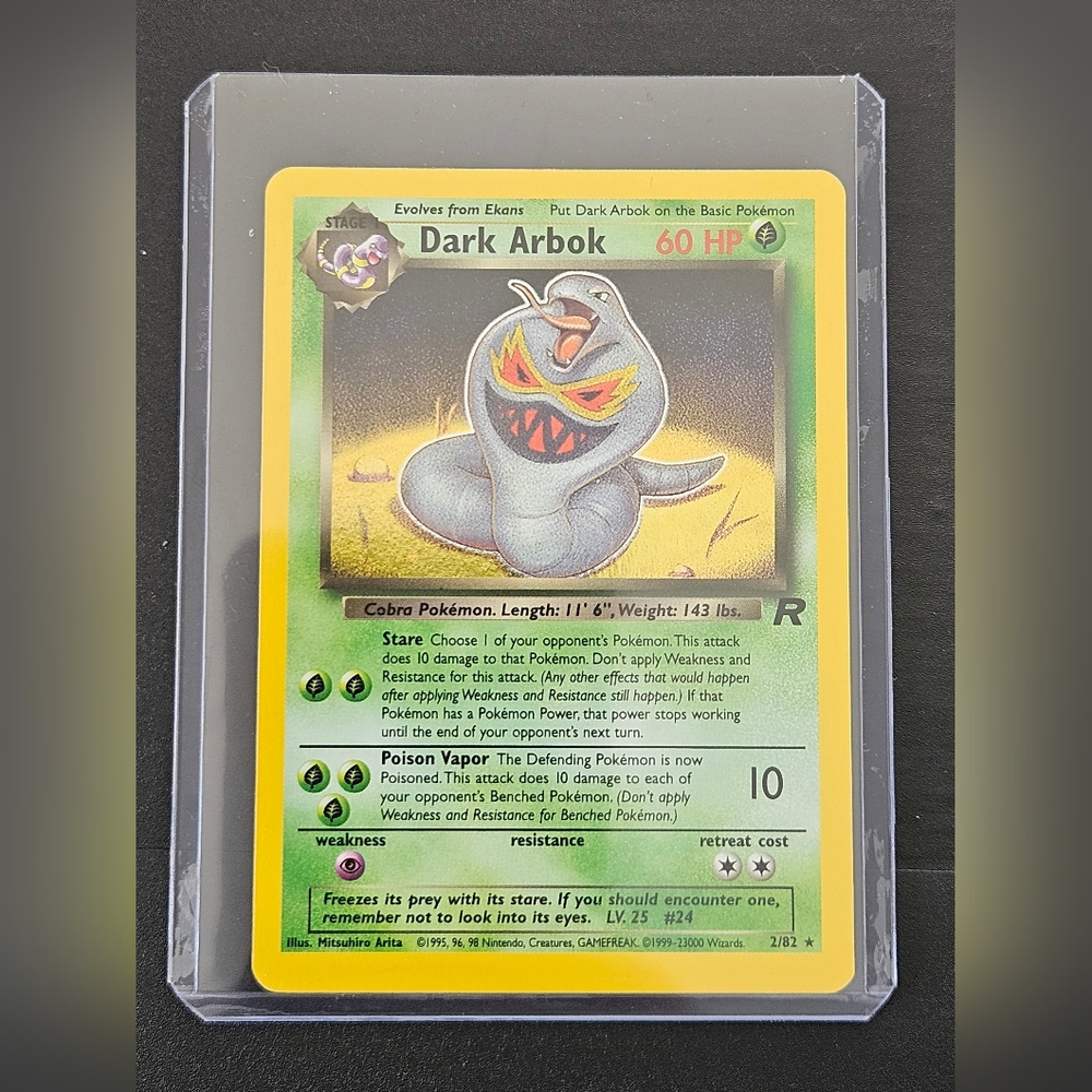 Dark Arbok Team Rocket Holo Pokémon card.